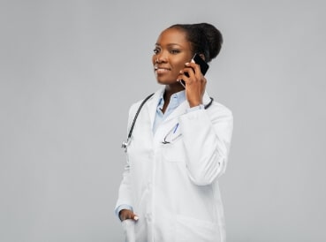 A doctor on her phone