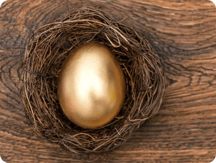 Golden egg in a nest