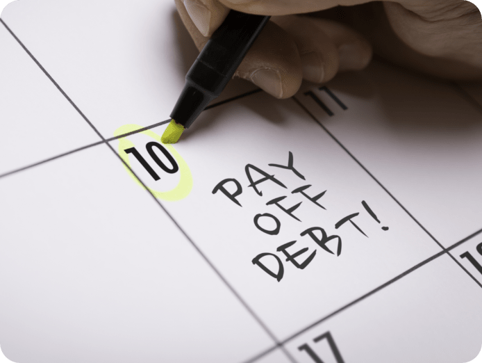 Marked date on the calendar for debt payment